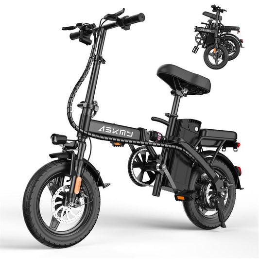 ASKMY E14 Foldable Electric Bike for Adults | 14 Lightweight City E-Bike | 48V 500W Motor | Long-Range Bateria | Compact Urban Bicicleta Electrica Plegable | Ideal Para Ciudad Y Oficina | Back to School
