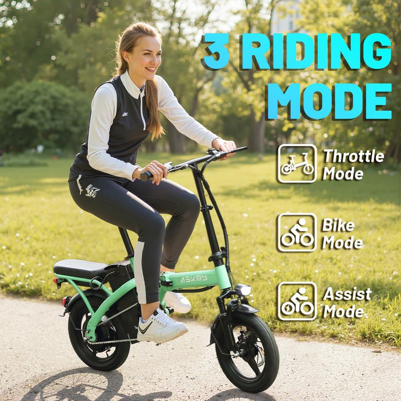 ASKMY E14 Foldable Electric Bike for Adults | 14 Lightweight City E-Bike | 48V 500W Motor | Long-Range Bateria | Compact Urban Bicicleta Electrica Plegable | Ideal Para Ciudad Y Oficina | Back to School
