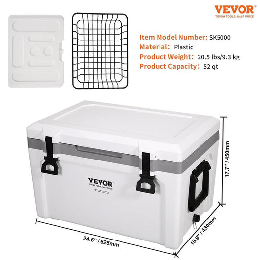 VEVOR Insulated Portable Lunchbox Cooler, Max 52 Qt - Holds 50 Cans, Ice Retention Hard Cooler with Heavy Duty Handle, Ice Chest Lunch Box for Camping, Beach, Picnic, Travel, Outdoor VEVOR Super Brand Day