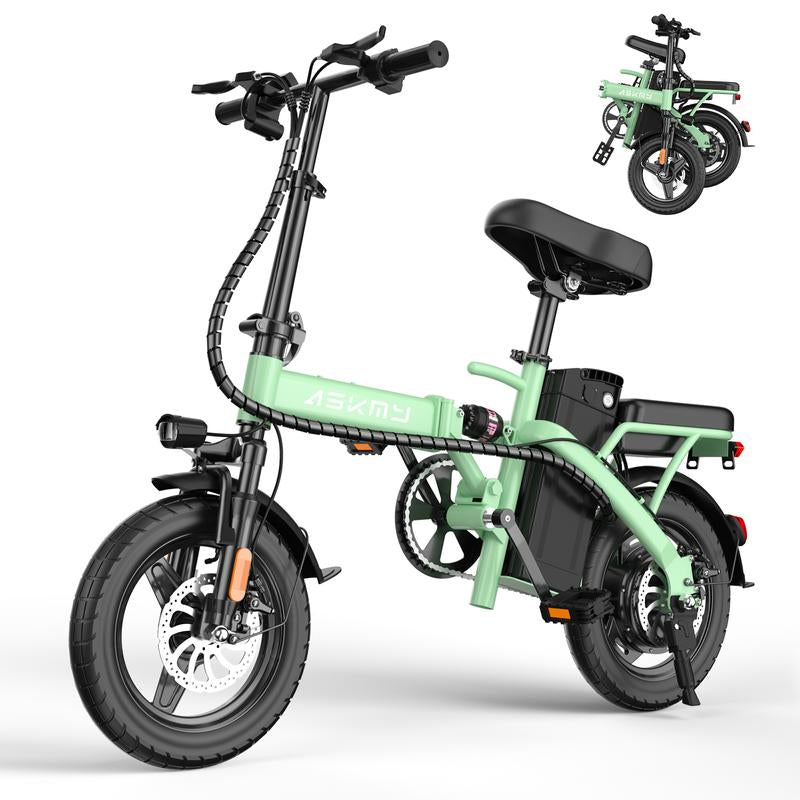 ASKMY E14 Foldable Electric Bike for Adults | 14 Lightweight City E-Bike | 48V 500W Motor | Long-Range Bateria | Compact Urban Bicicleta Electrica Plegable | Ideal Para Ciudad Y Oficina | Back to School