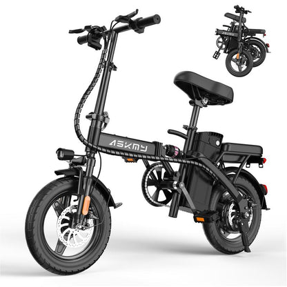 ASKMY E14 Foldable Electric Bike for Adults | 14 Lightweight City E-Bike | 48V 500W Motor | Long-Range Bateria | Compact Urban Bicicleta Electrica Plegable | Ideal Para Ciudad Y Oficina | Back to School