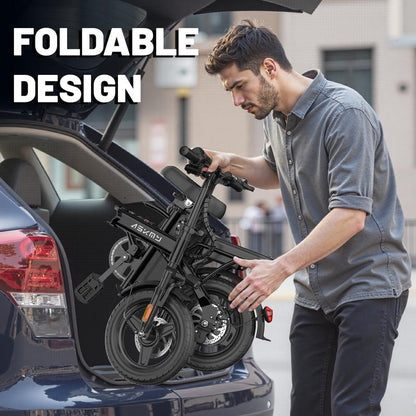 ASKMY E14 Foldable Electric Bike for Adults | 14 Lightweight City E-Bike | 48V 500W Motor | Long-Range Bateria | Compact Urban Bicicleta Electrica Plegable | Ideal Para Ciudad Y Oficina | Back to School
